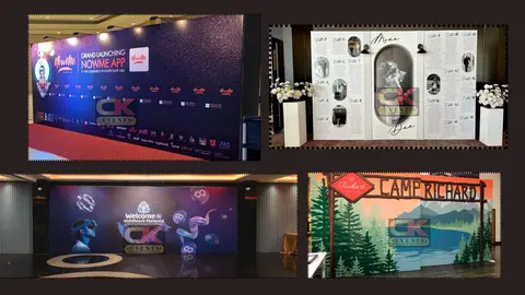 Corporate launch media wall, wedding photo wall and branded event backdrops