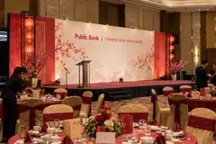 Public Bank corporate cny dinner design reference with corporate chinese new year banquet stage