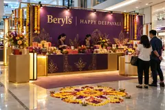 Beryl’s mall deepavali campaign design reference with chocolate gifting counter and deepavali portrait wall