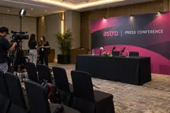 Astro press conference design reference with programme press interview and camera position