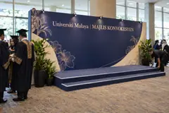 Universiti Malaya university convocation design reference with convocation group-photo wall